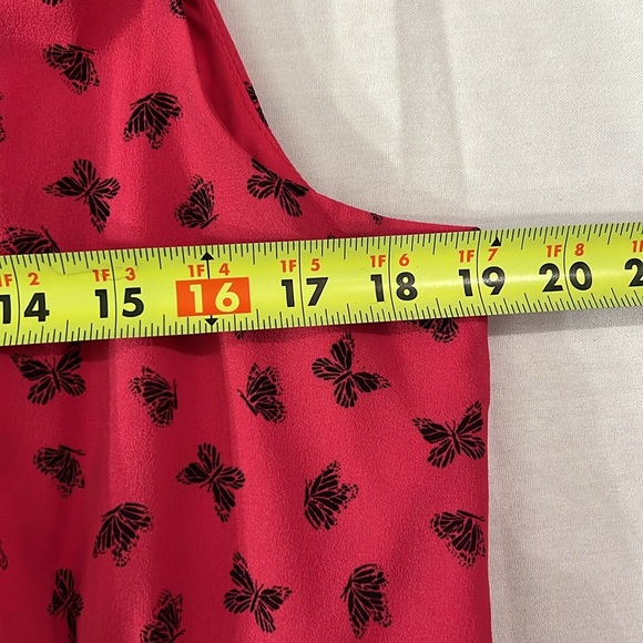 EUC Bright Pink with Black Butterfly Print Chiffon Dress - Picture 3 of 3